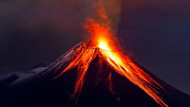 新たなエビデン:夜明けの恐竜を確保してい火山