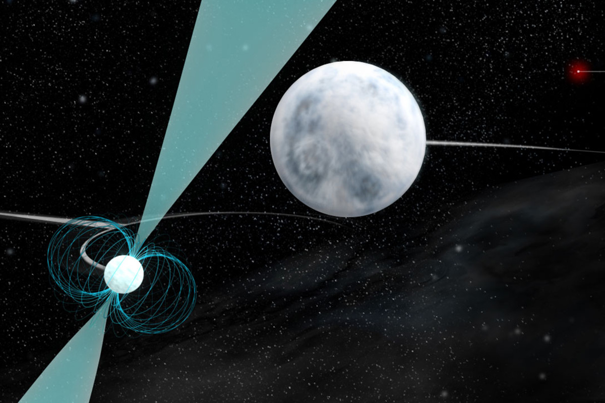 Der kosmische Tanz mit drei Toten Sternen Relativität verletzen kann