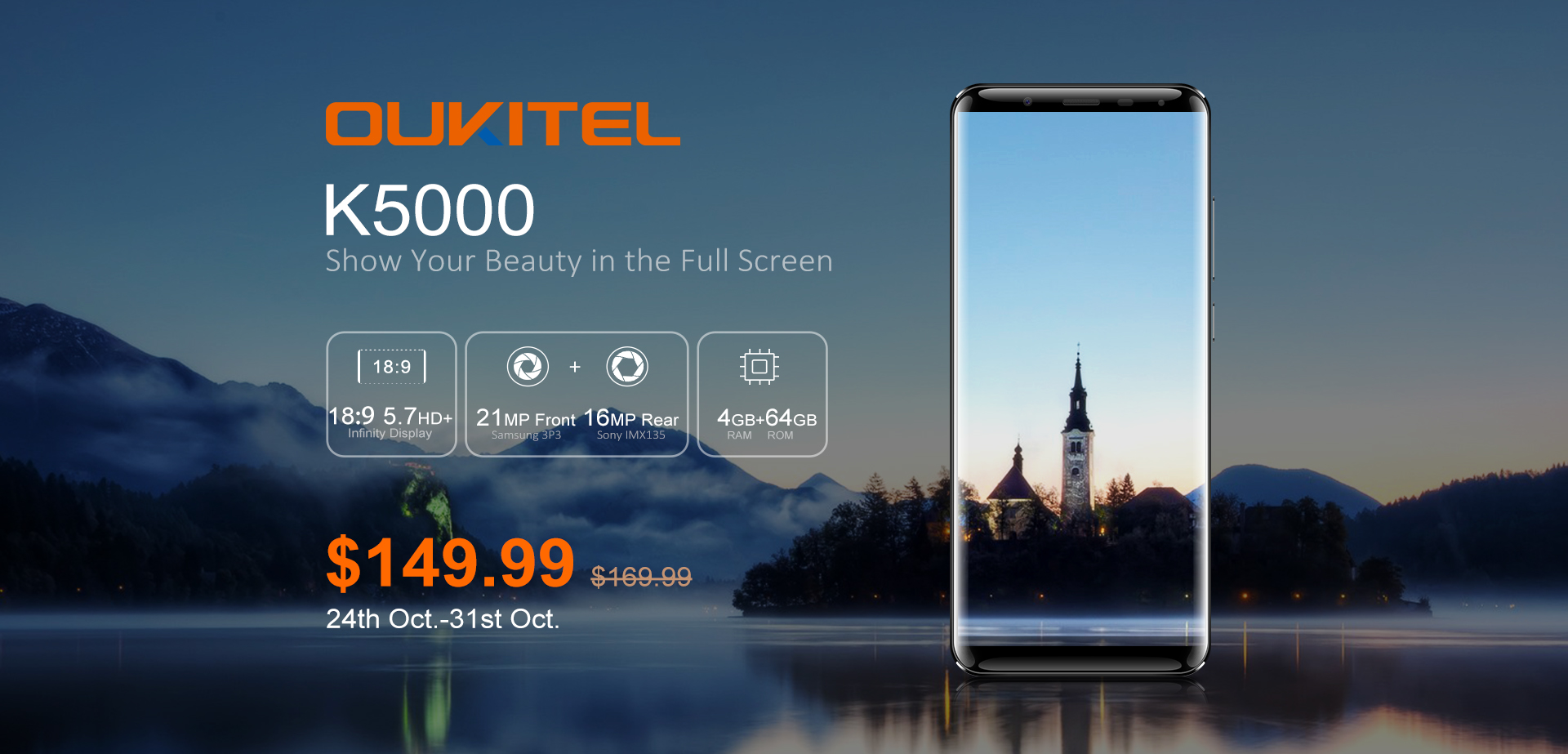 Smartphone OUKITEL K5000 disponível para pré-venda