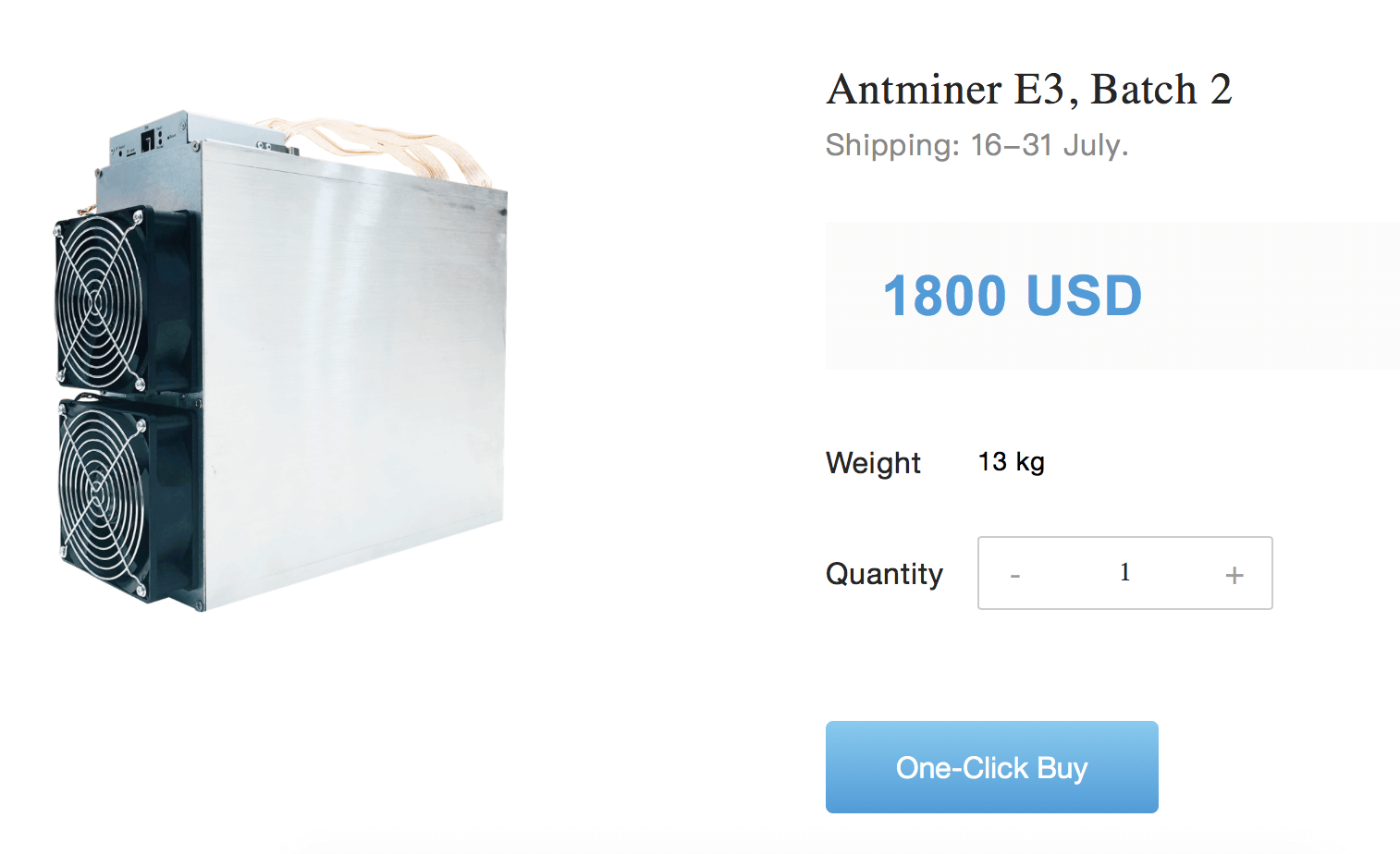Bitmain कीमत उठाती के लिए सफल ASIC — Antminer E3