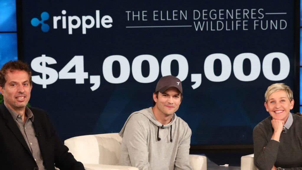 Ashton Кутчер donó 4 millones de dólares en Ripple благотворительному la fundación ellen Degeneres