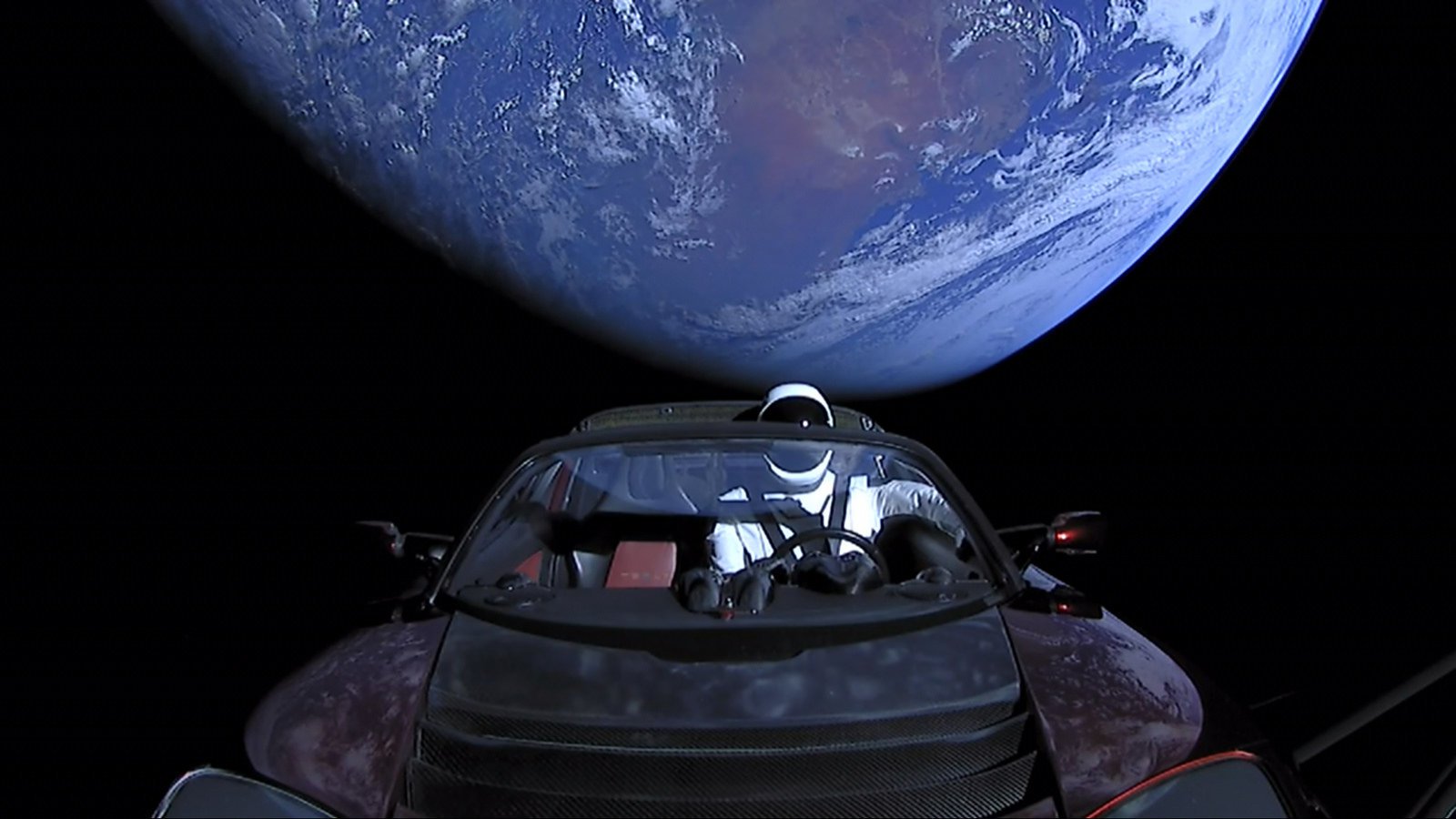 Tesla Roadster, das in den Raum, ging vorbei an mars