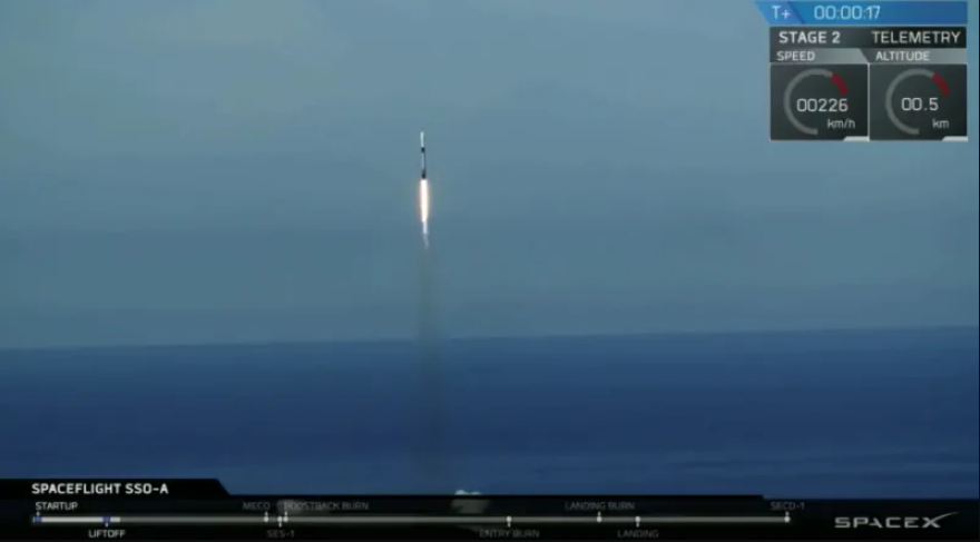 SpaceX quebrou quatro recordes, executando Falcon 9 da noite,