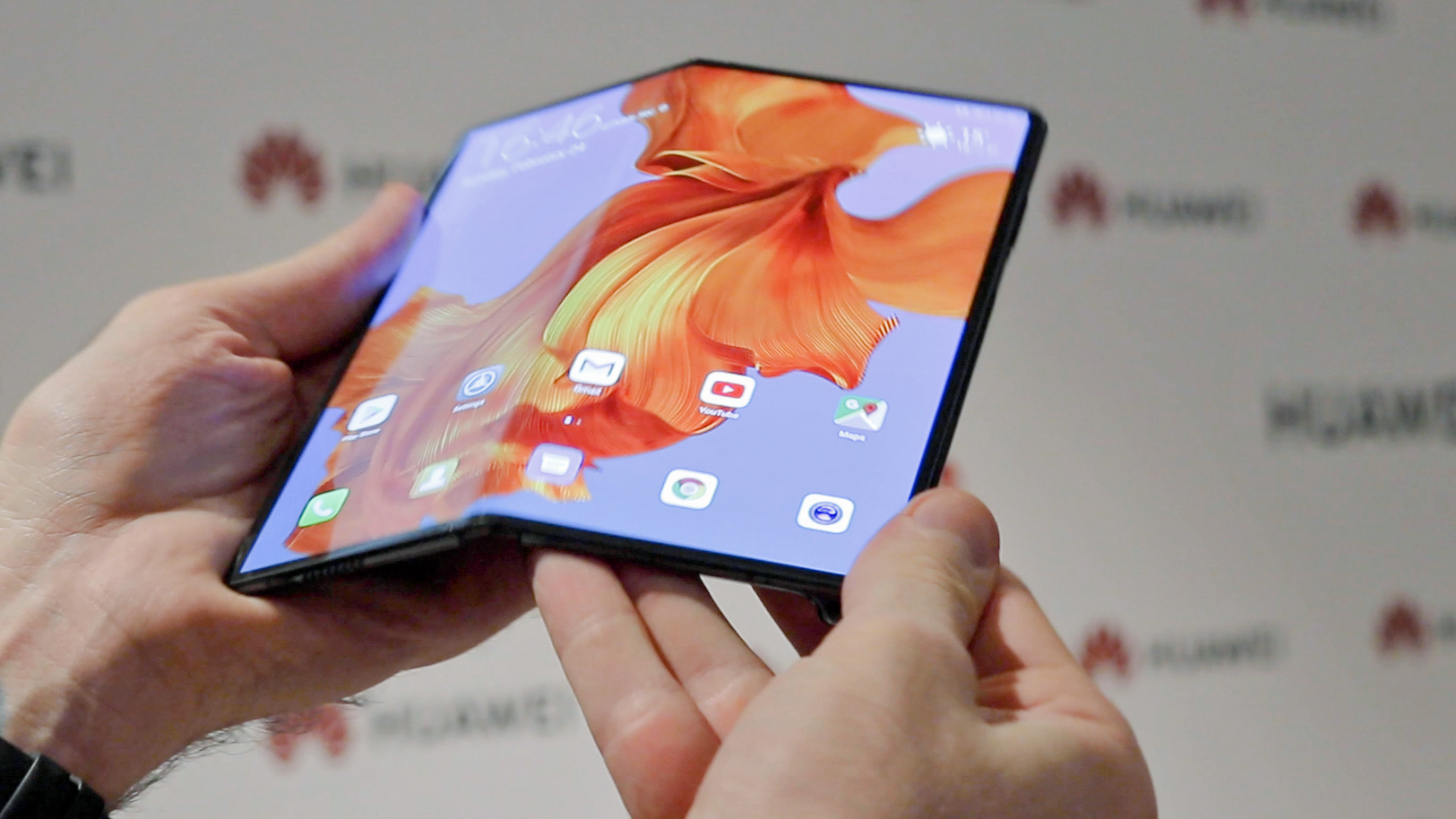 Dobrável smartphone Mate X da Huawei: mais fino concorrente Galaxy Fold