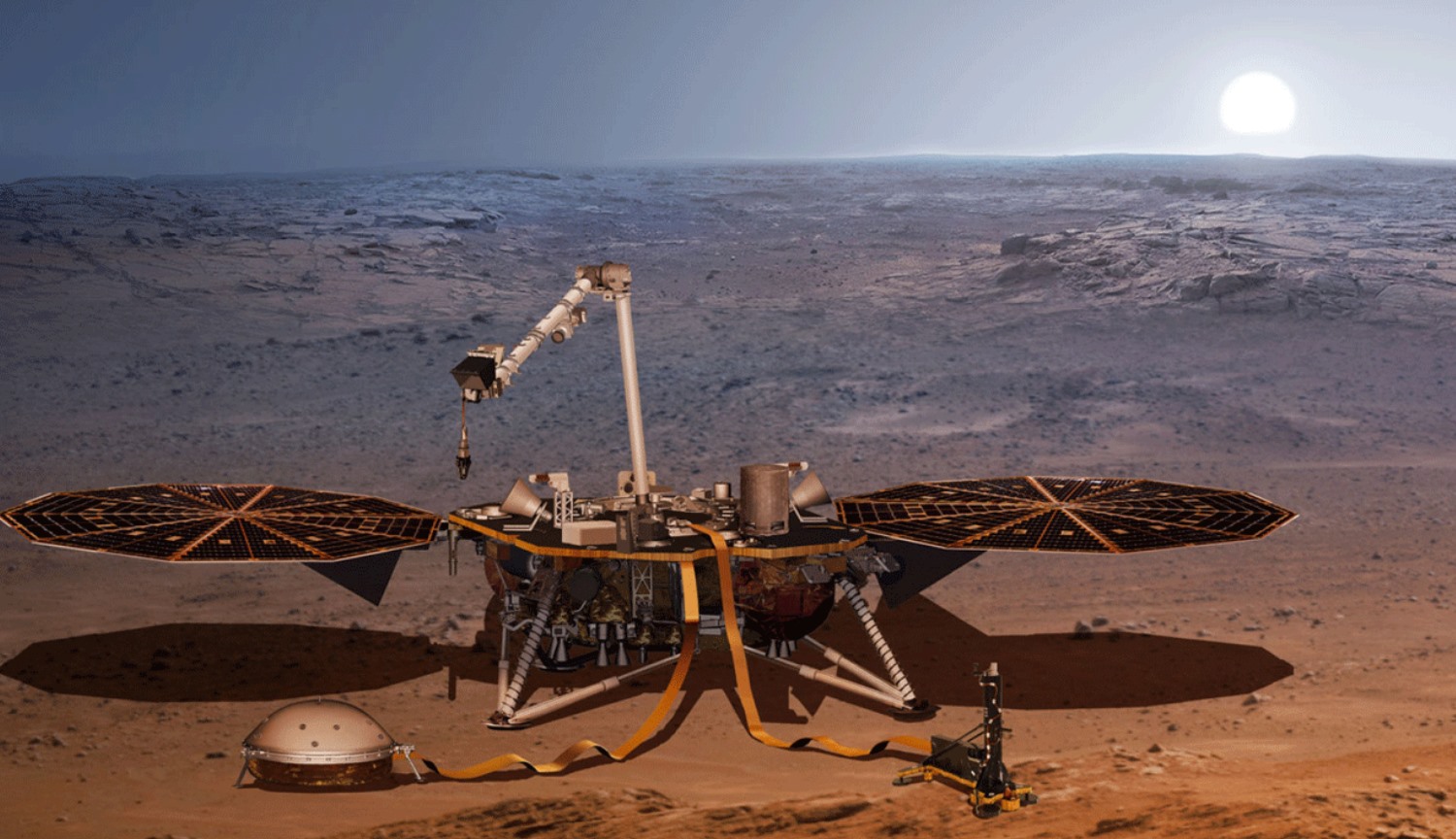 Sismometro sonda mars InSight ha ricevuto la protezione dal vento e calore