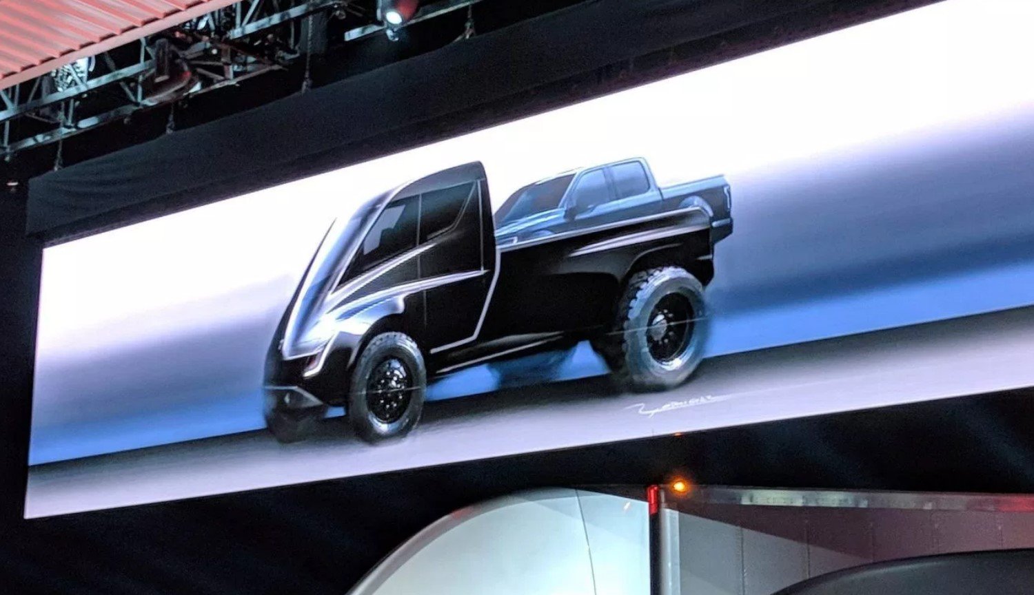 Ein neues Bild Pick-up Tesla verwirrte Designer