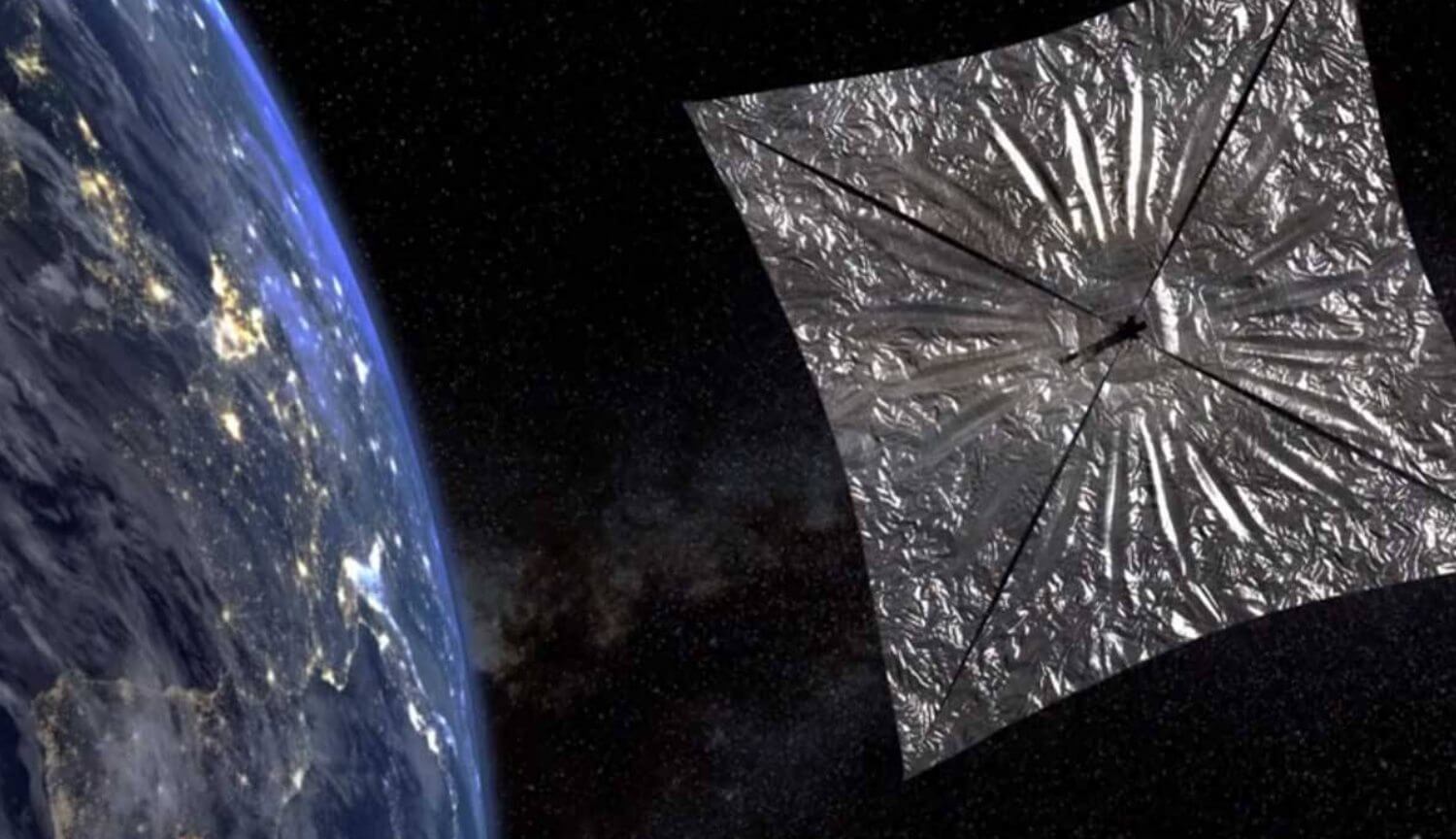 Sopra la Terra si aprisse un enorme vela solare LightSail 2