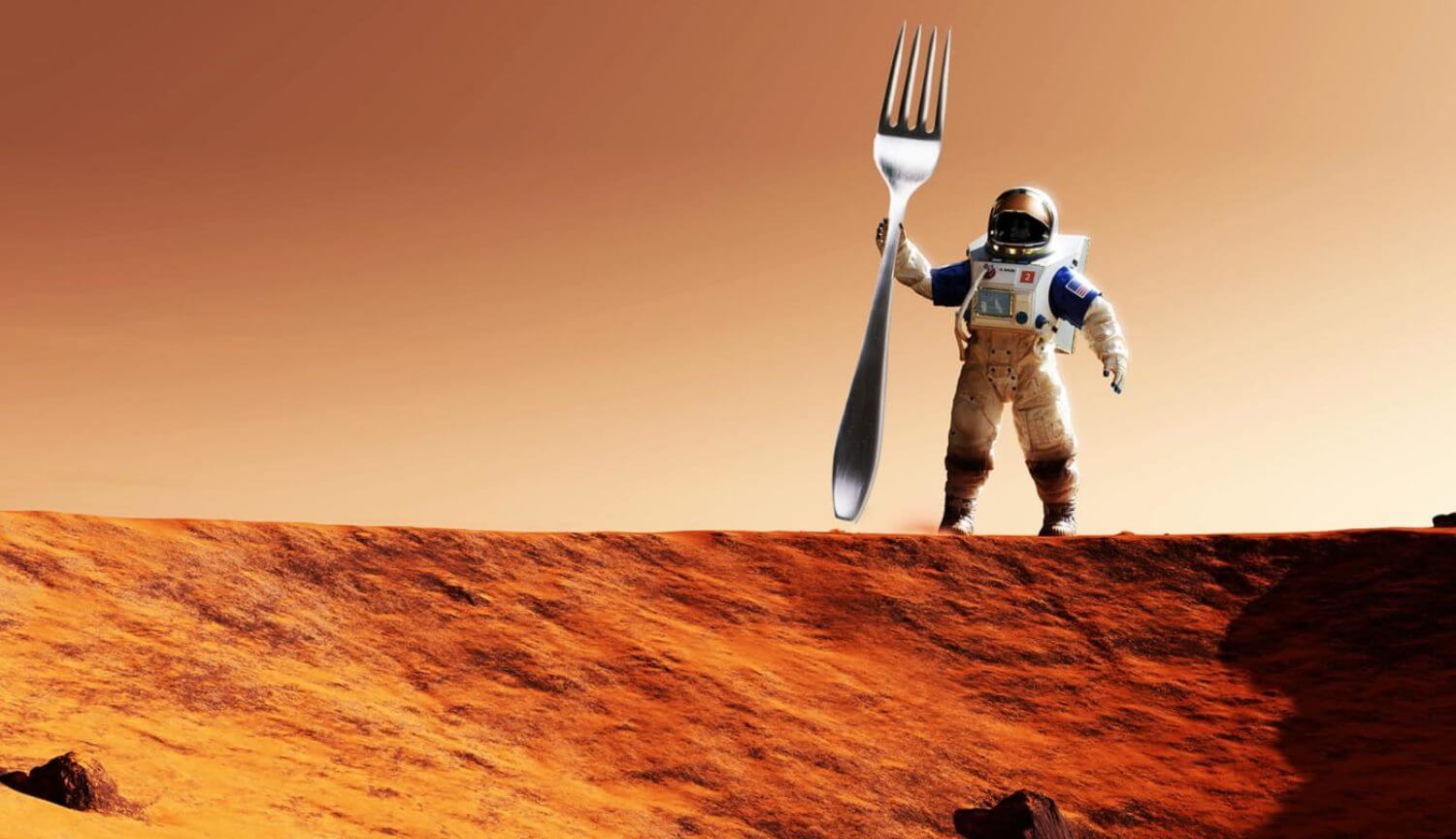 O que você precisa beber e comer para sobreviver em Marte?