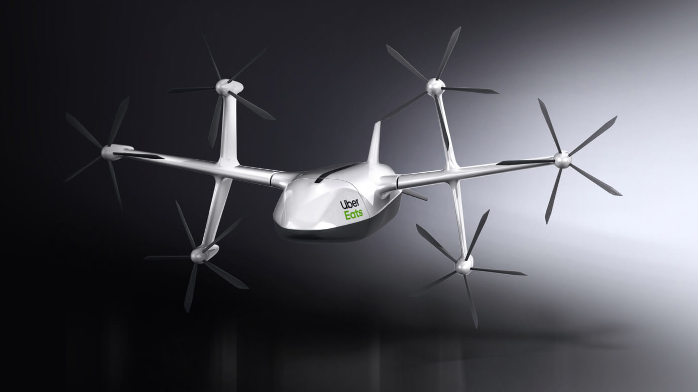 Uber viste drone for en rask levering av mat