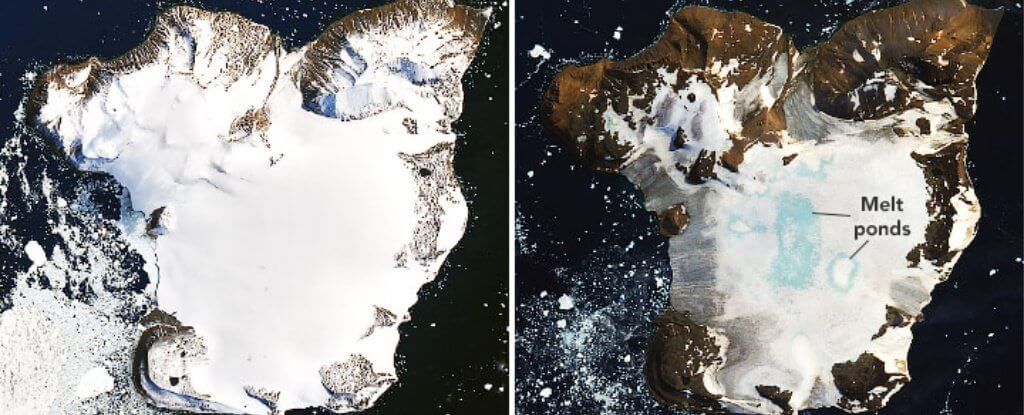 Cuántos de nieve derritiéndose por el récord de la temperatura en la antártida?